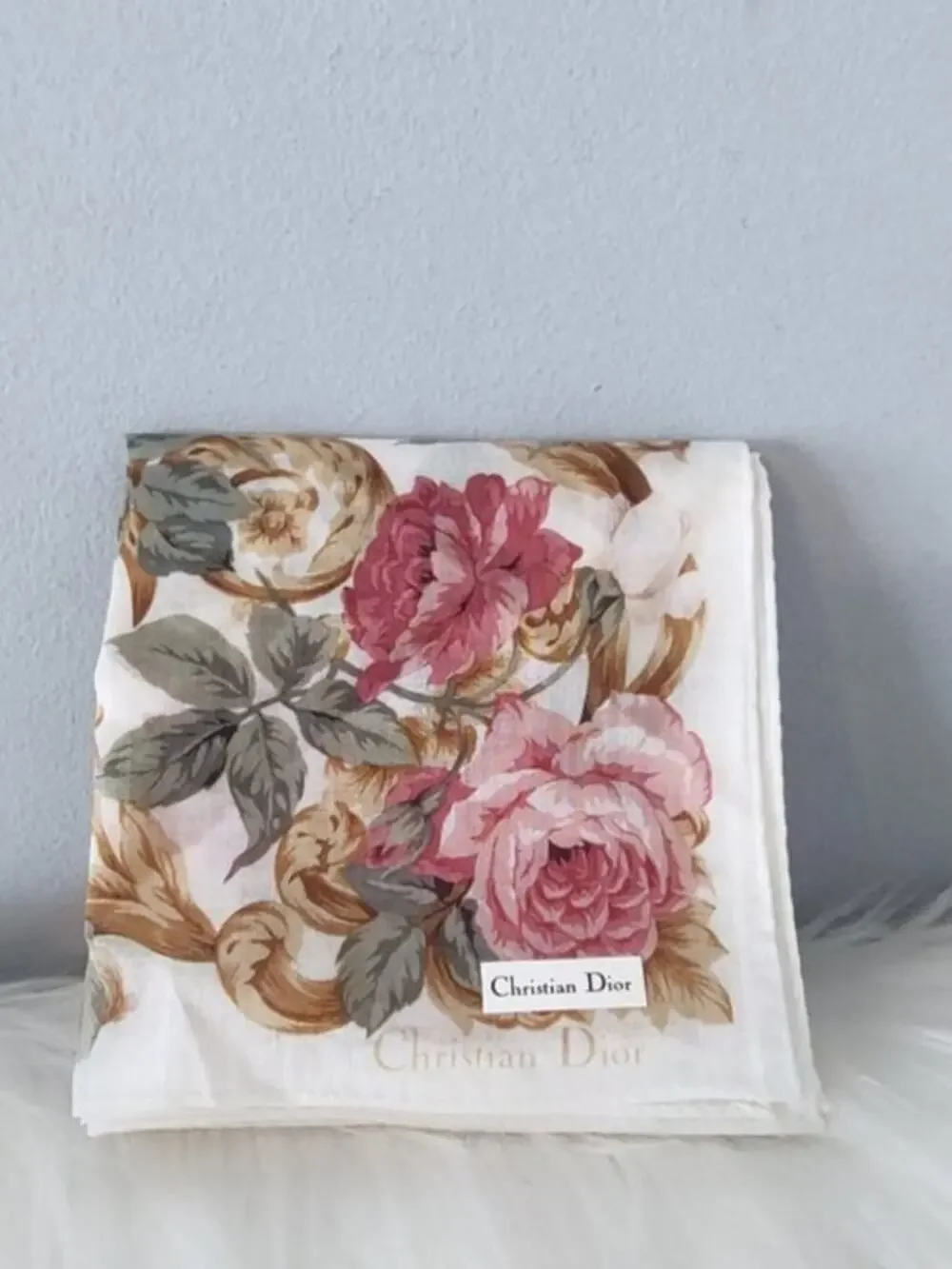Dior small floral rose neckerchief scarf NEW